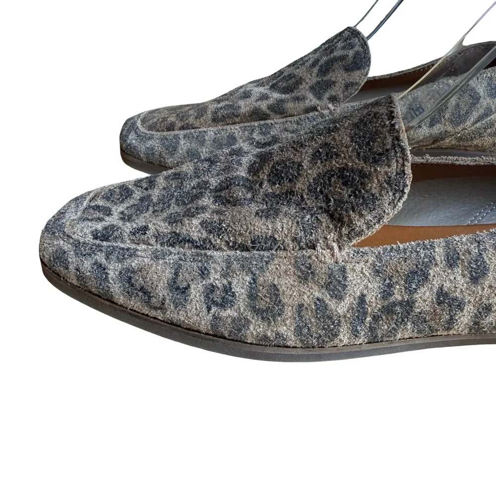 Lucky Brand Canyen Suede Leather Leopard Print Slip On Loafers Flats Shoes sz 8